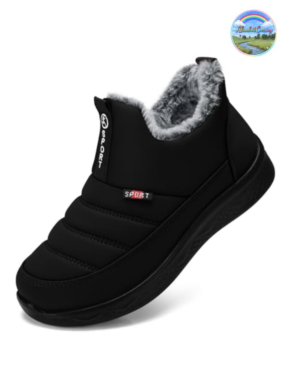 Women Slip On Fur Lined Winter Ankle Boots Insulated Water Resistant Snow